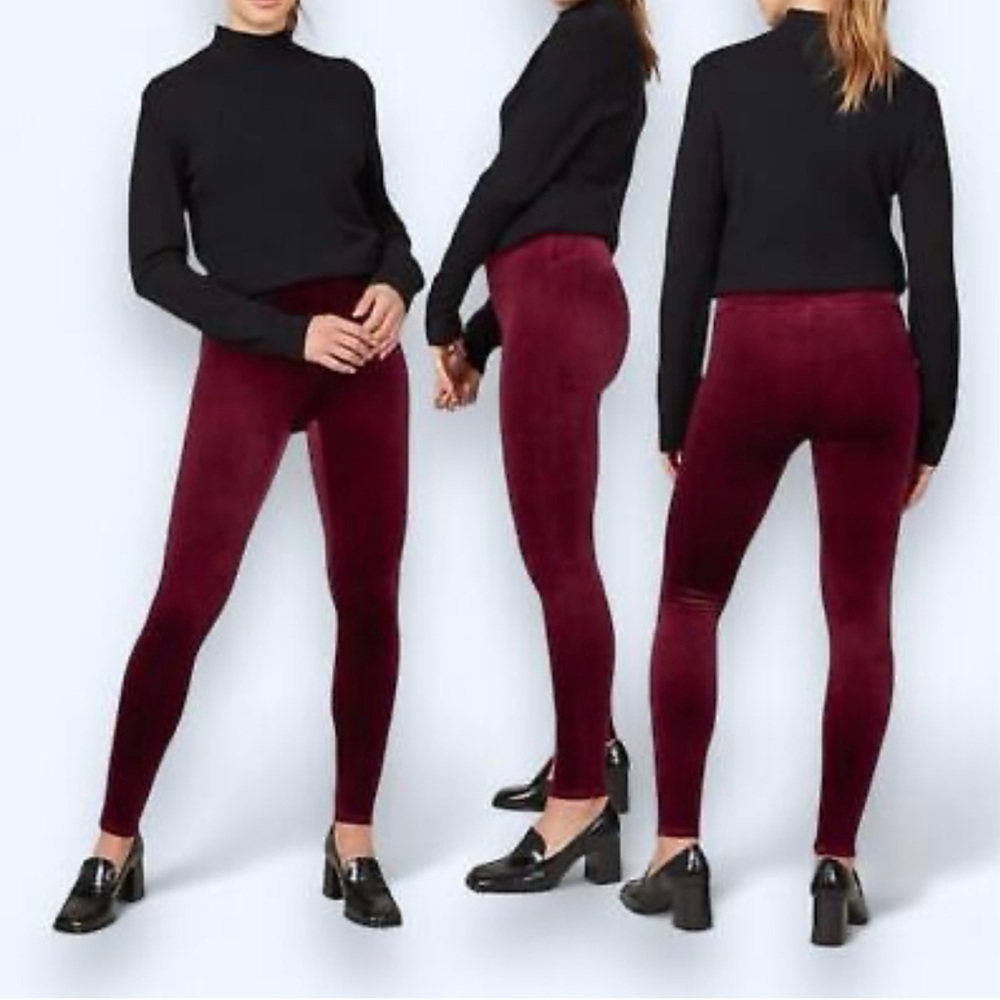 NWT SPANX Velvet Leggings in Rich Burgundy, Small, Date Night Event Party Comfy